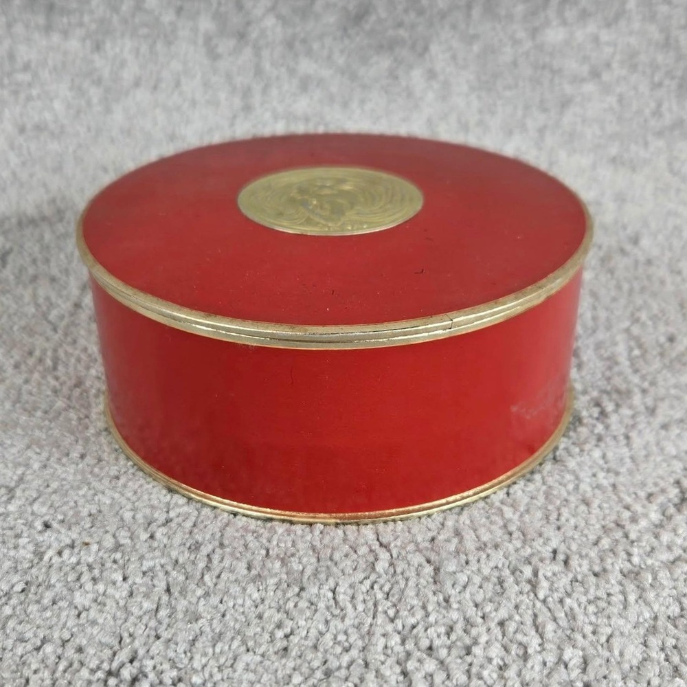 Charles‎ Revson Ciara Dusting Powder Red Gold Vintage Vanity Box Women